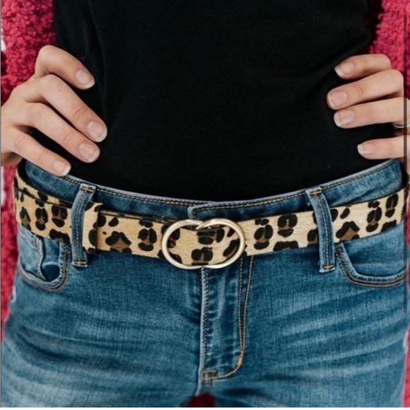 LEOPARD FAUX HIDE DOUBLE O LEATHERETTE BELT - Picture 2 of 3